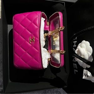 Brand new Chanel lambskin pink vanity case bag